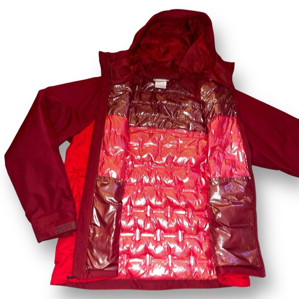 Columbia Womens Puffer Jacket Size Large Red Omni-Shield Winter Down Coat